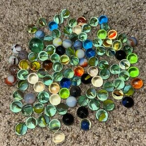 Vintage Colorful Glass & Confetti Marbles Lot